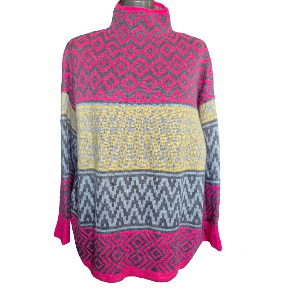 Artisan NY Geometric Pattern Size 1X Tunic Pullover Sweater